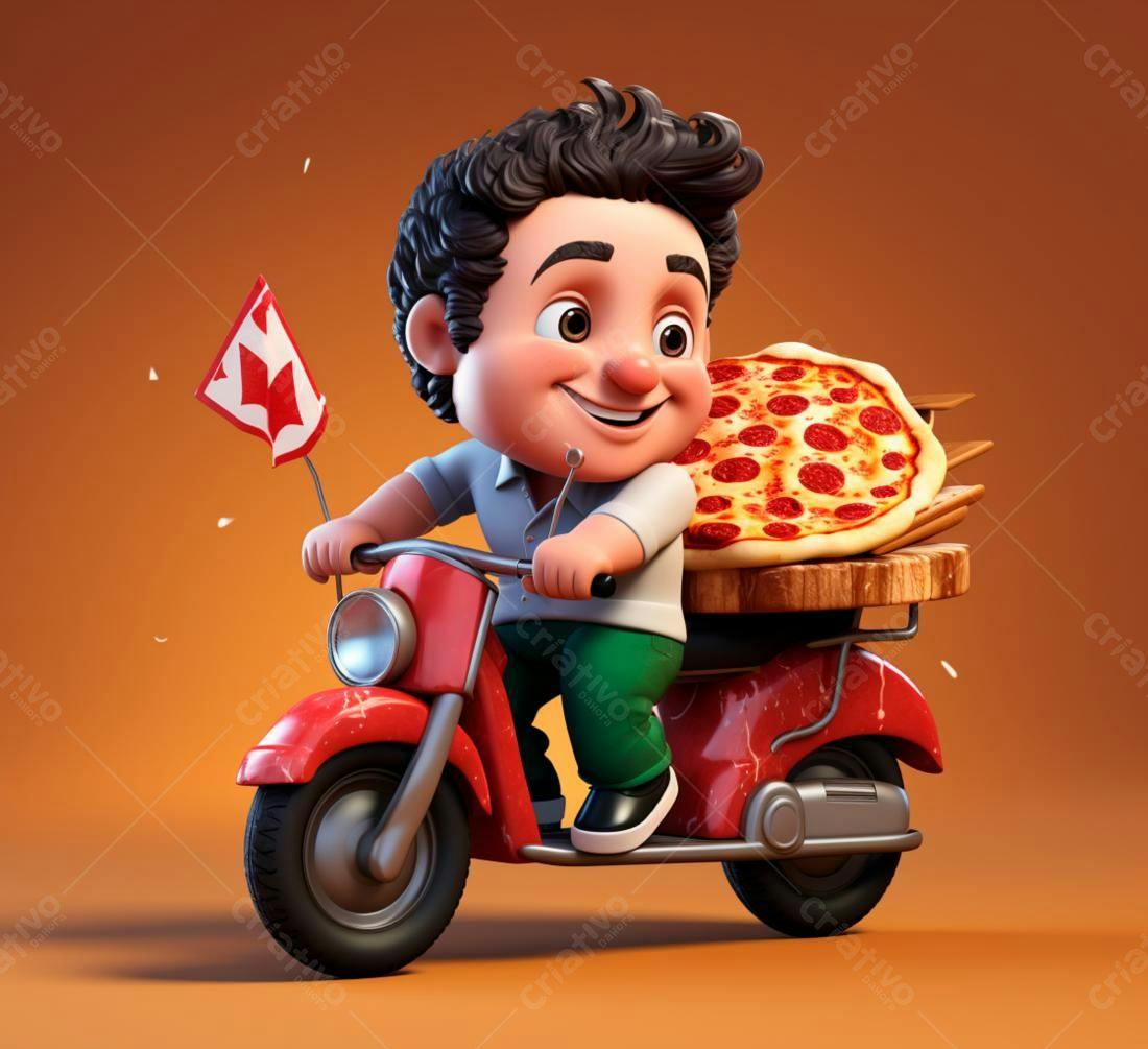 Entregador de Pizza em Motoneta