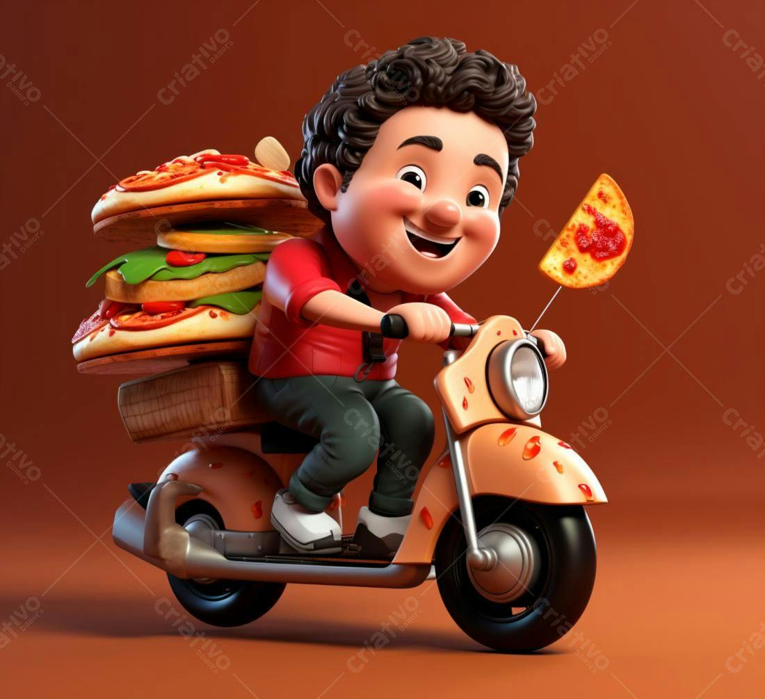 Entregador de Pizza em Vespa