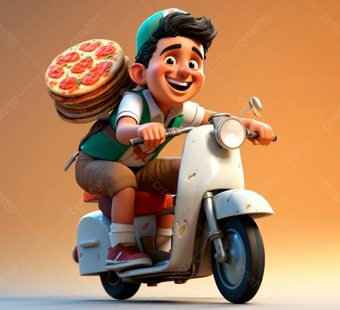Entregador de Pizza em Scooter