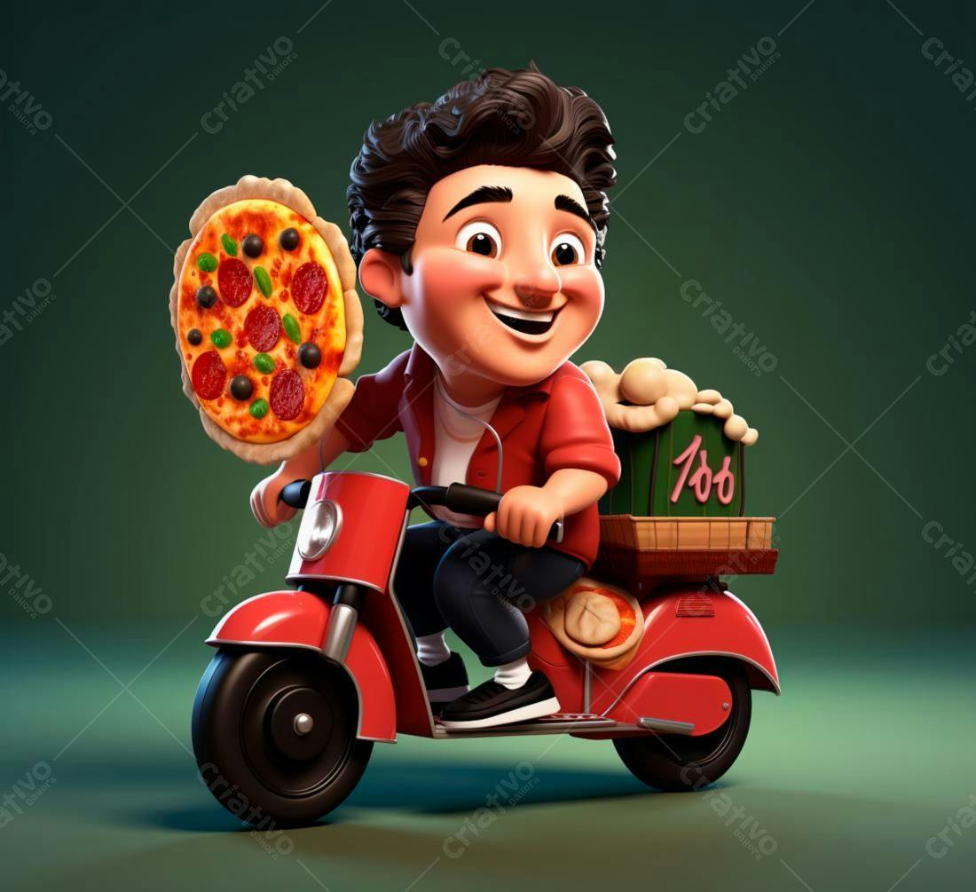 Entregador de Pizza em Vespa Vermelha