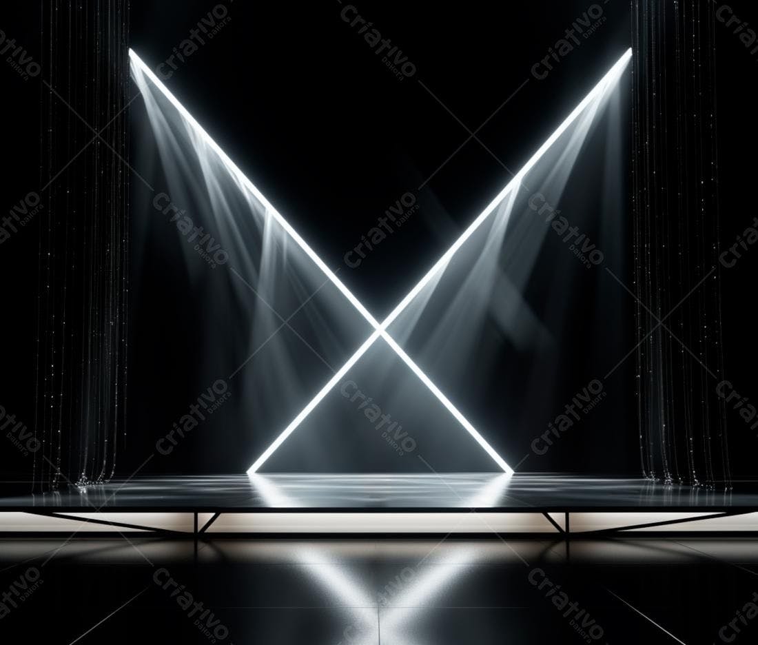 Palco iluminado com luzes neon cruzadas
