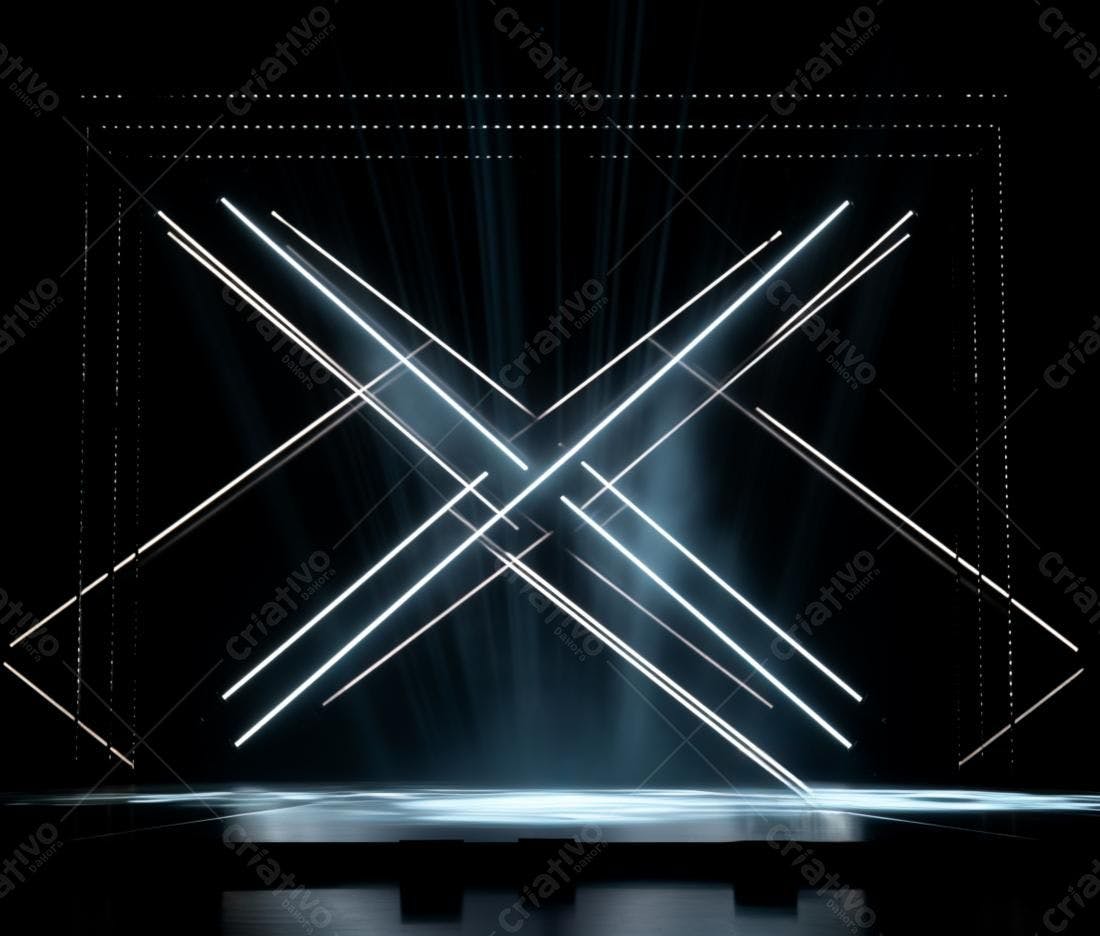 Palco com Luzes Cruzadas em Preto e Branco