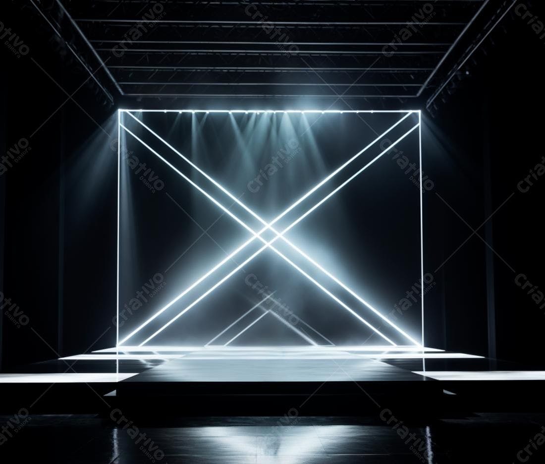 Palco iluminado com luzes neon