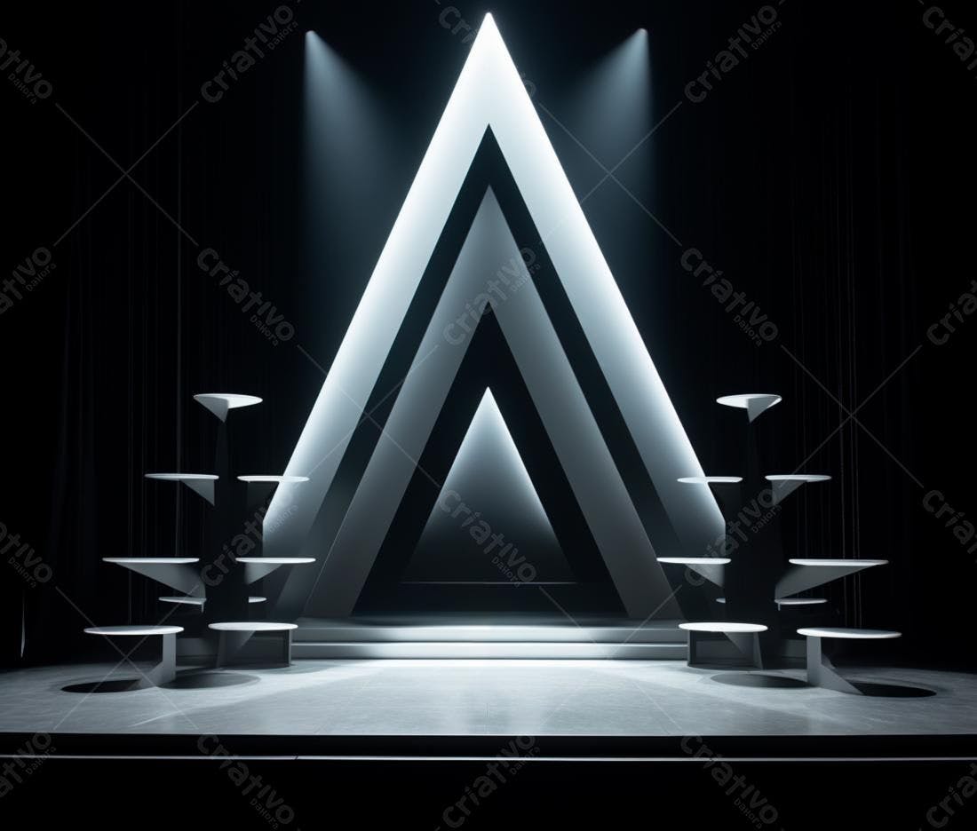 Palco minimalista com iluminação dramática