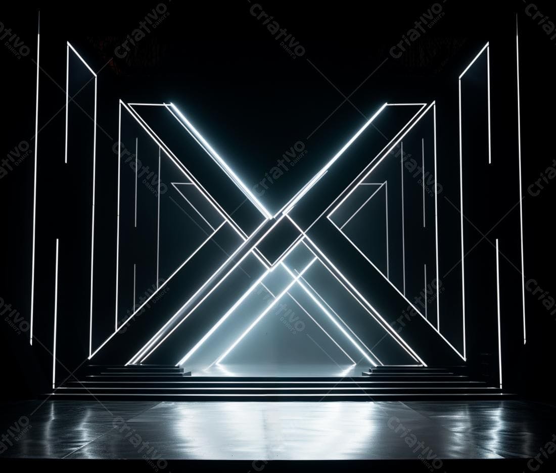 Palco iluminado com design geométrico