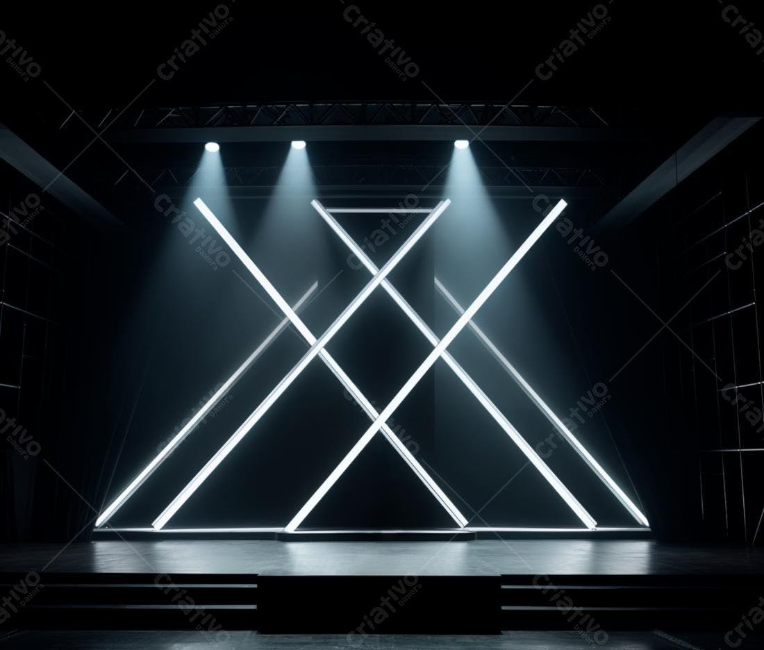 Palco com iluminação neon geométrica
