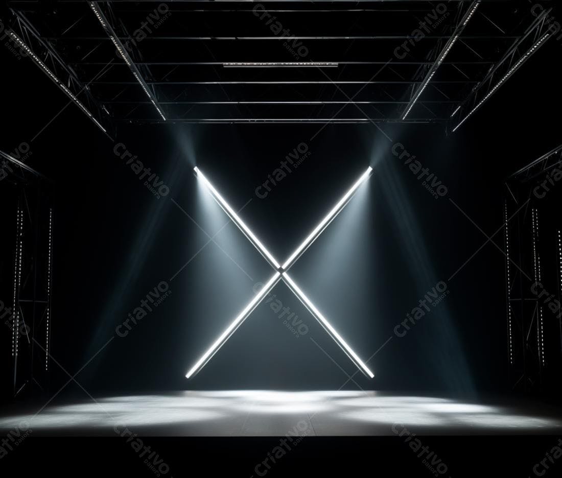 Palco iluminado com luzes cruzadas