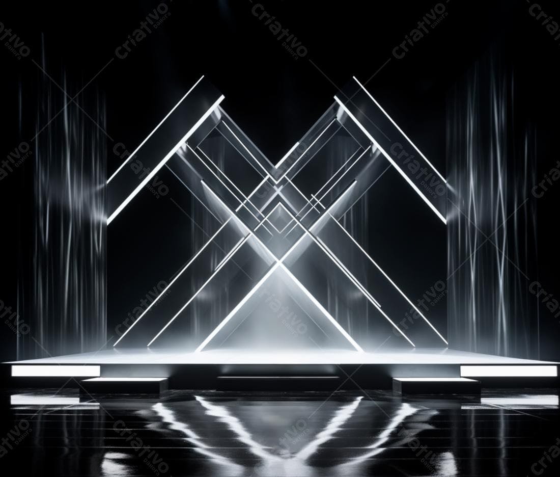 Palco minimalista em tons de cinza e preto