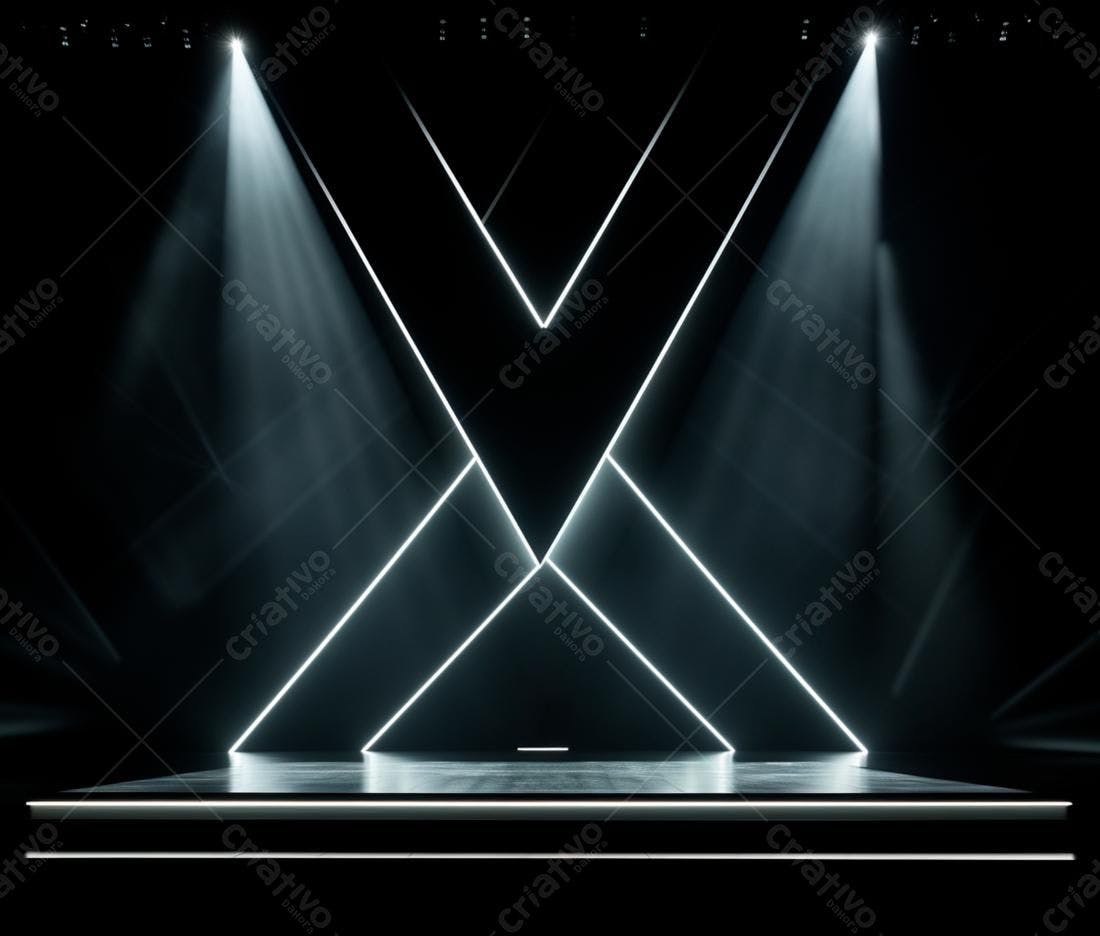 Palco iluminado com luzes neon