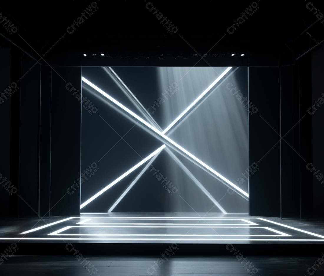 Palco minimalista com iluminação neon