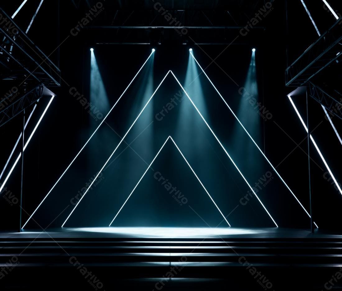 Palco iluminado com design geométrico