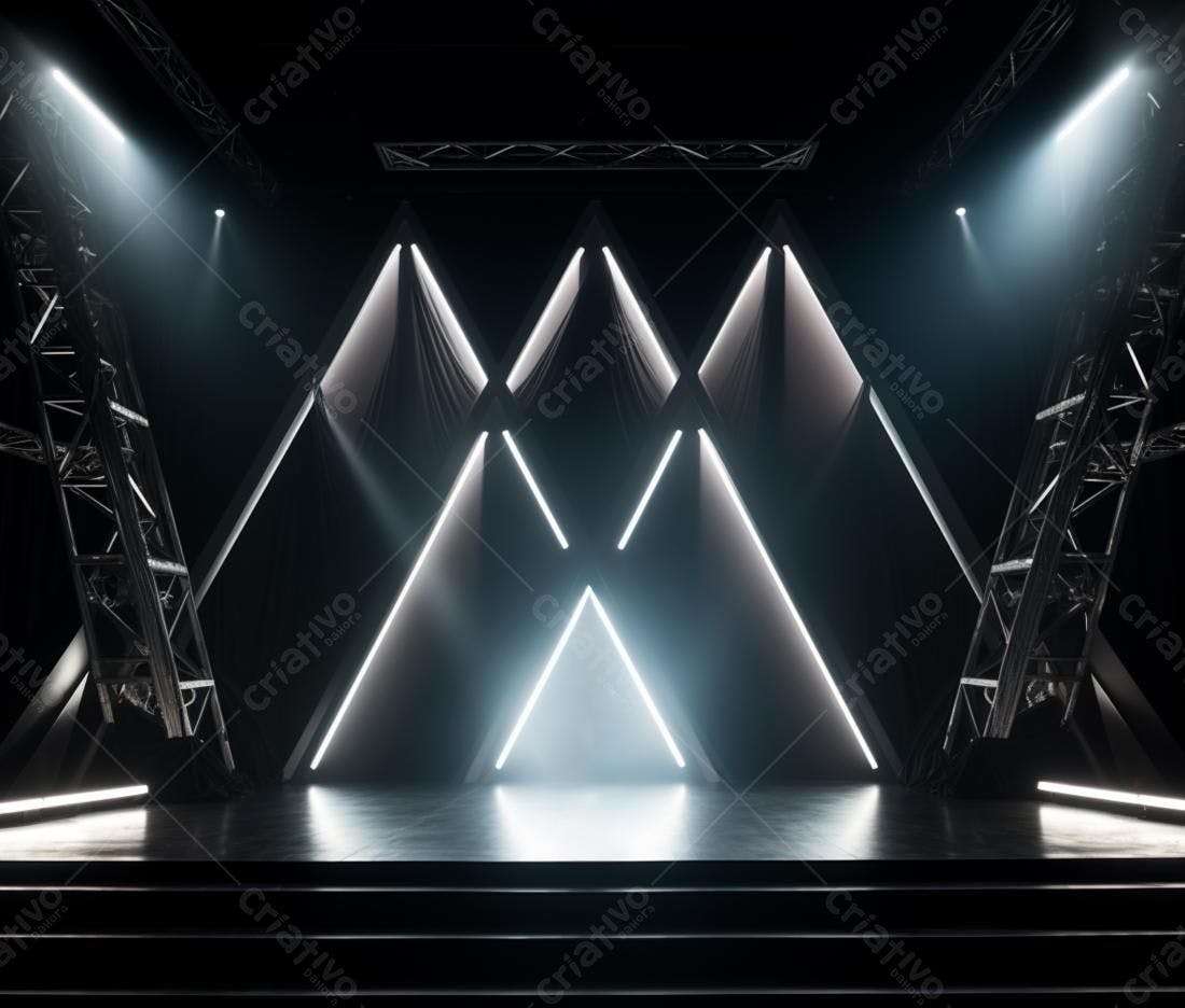 Palco com iluminação moderna em preto e branco