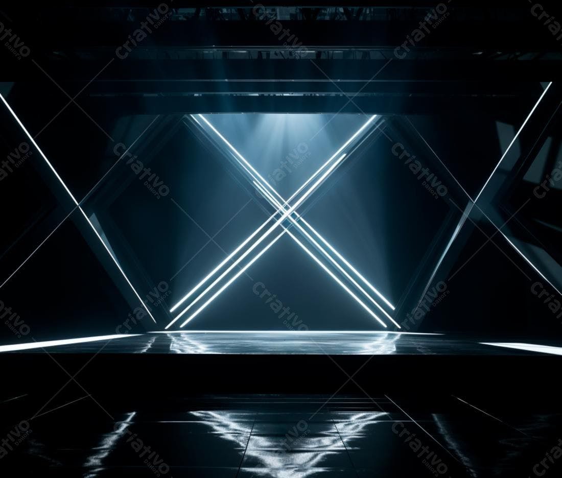 Palco futurista com iluminação neon
