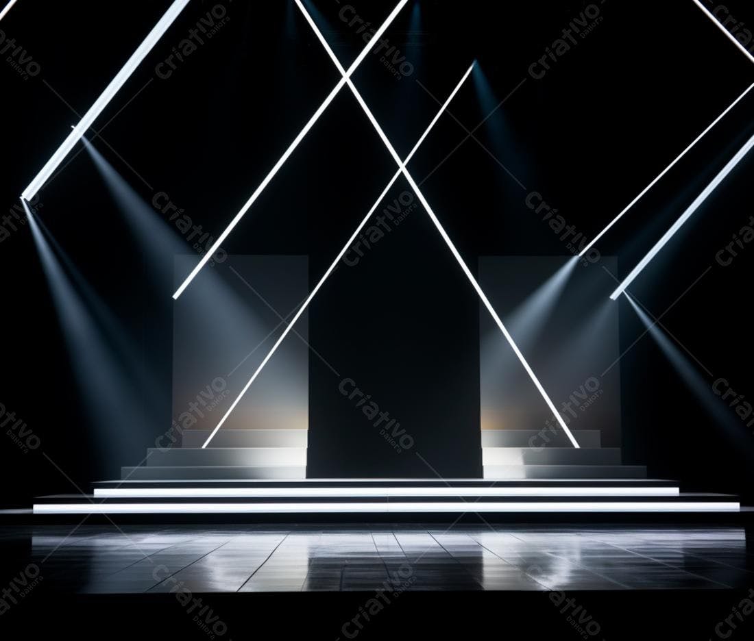 Palco minimalista com iluminação dramática