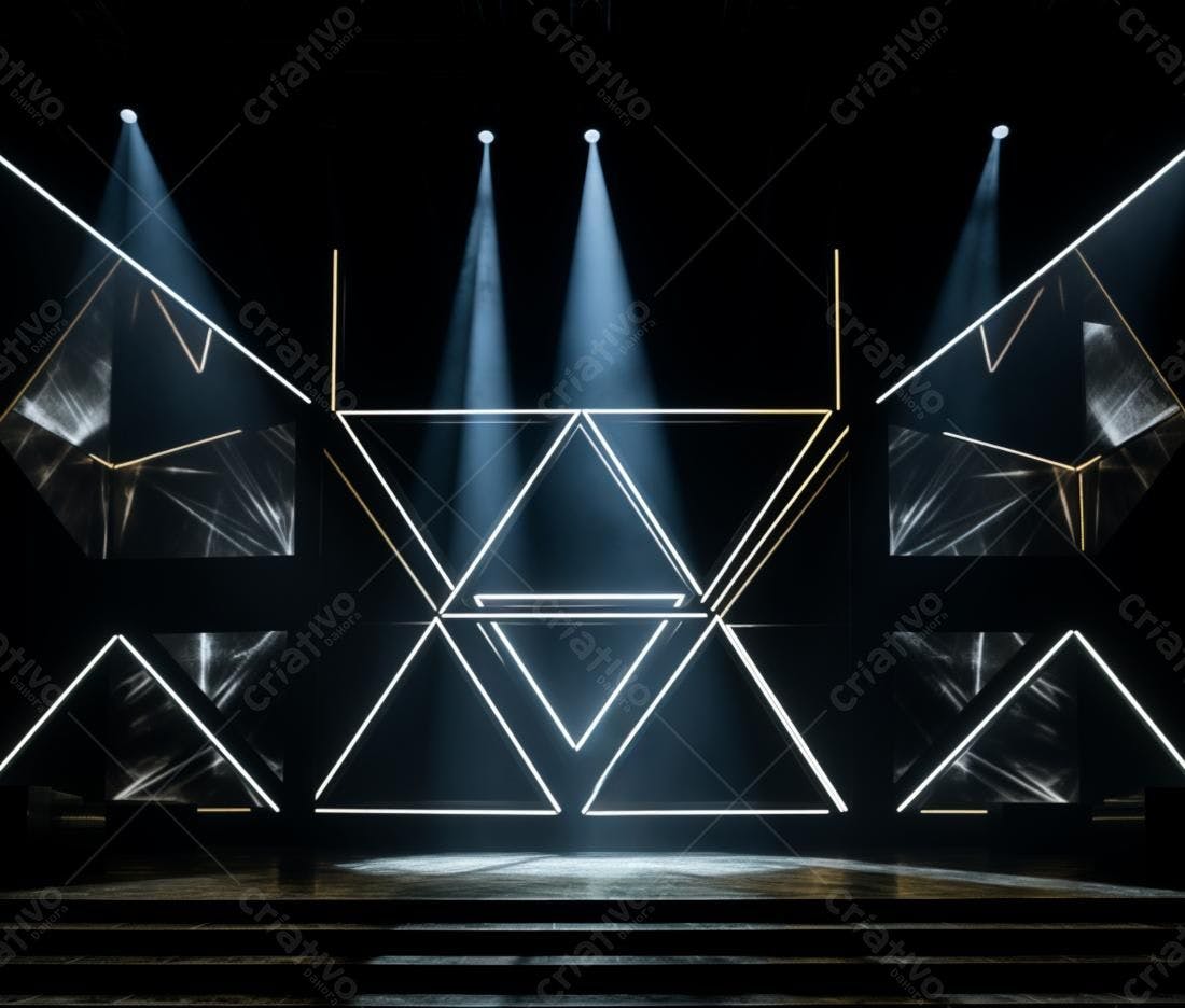 Palco com iluminação moderna e geométrica