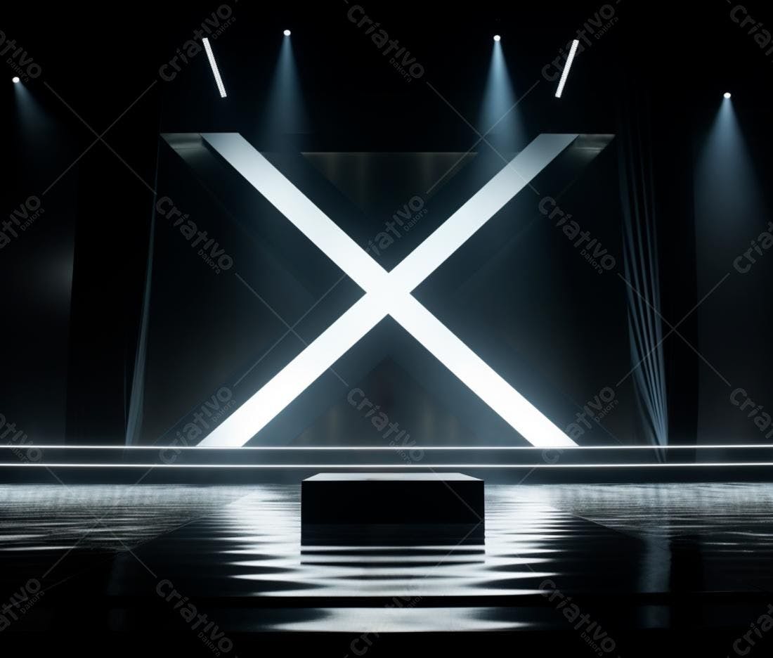 Palco minimalista com iluminação dramática