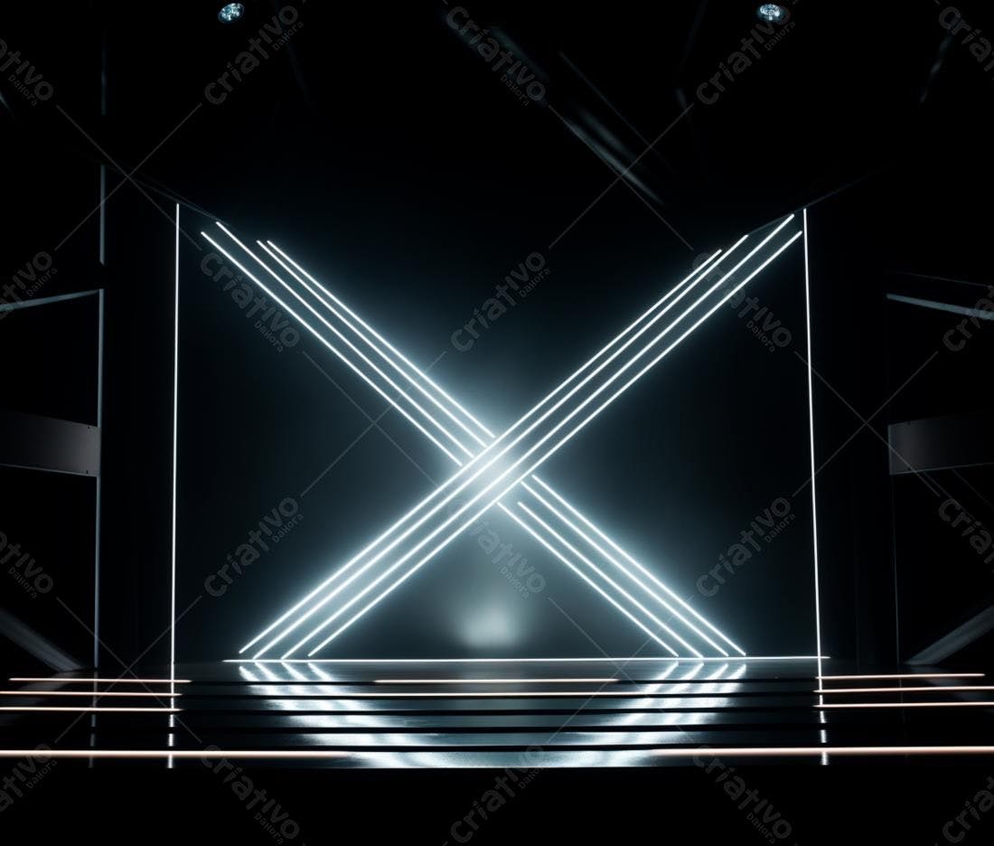 Palco com Luzes de Neon Cruzadas