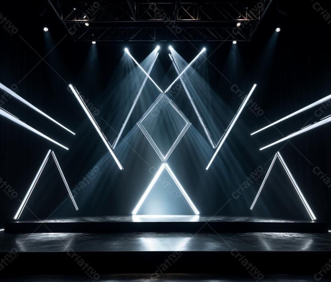 Palco iluminado com luzes geométricas