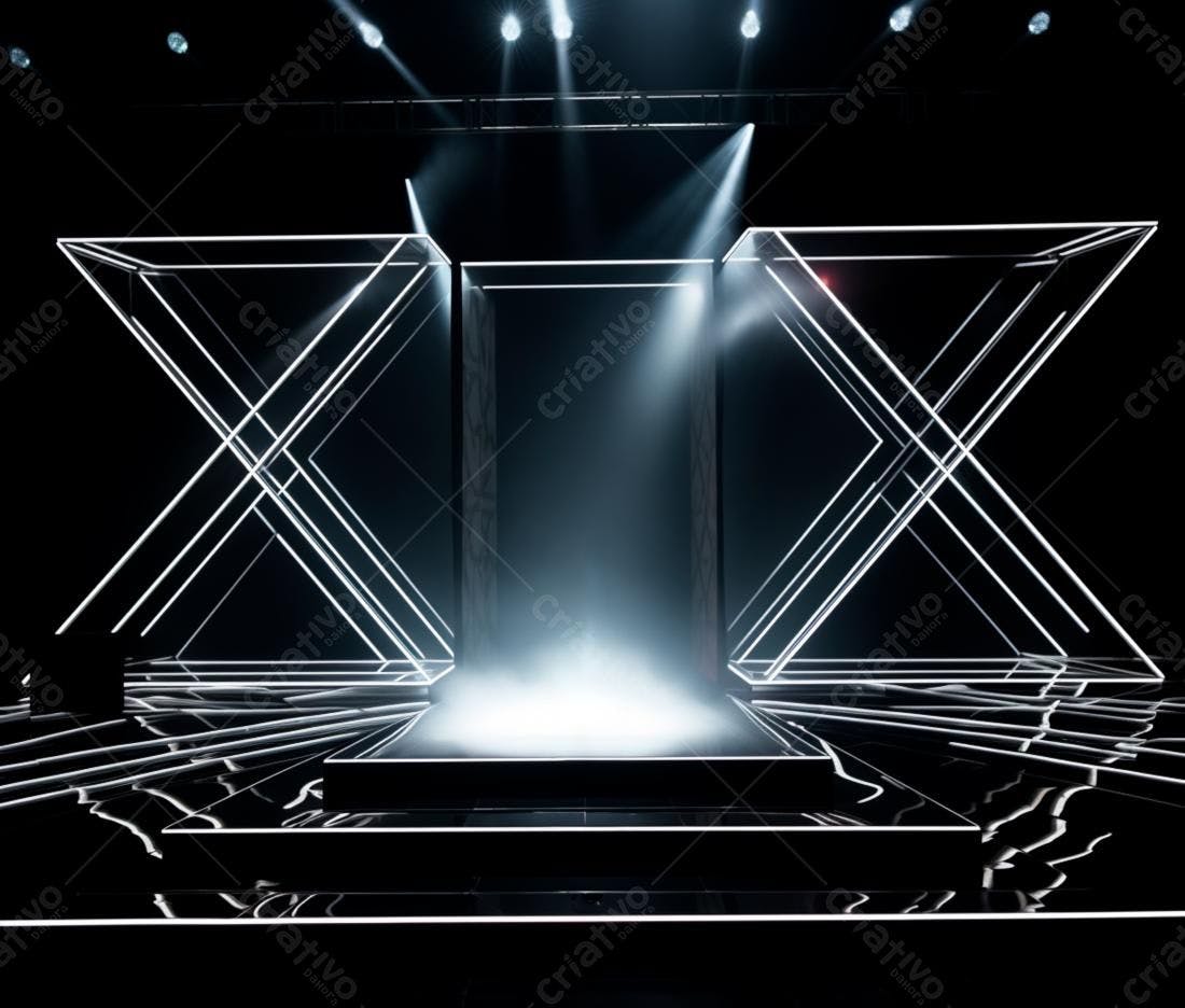 Palco minimalista com iluminação neon