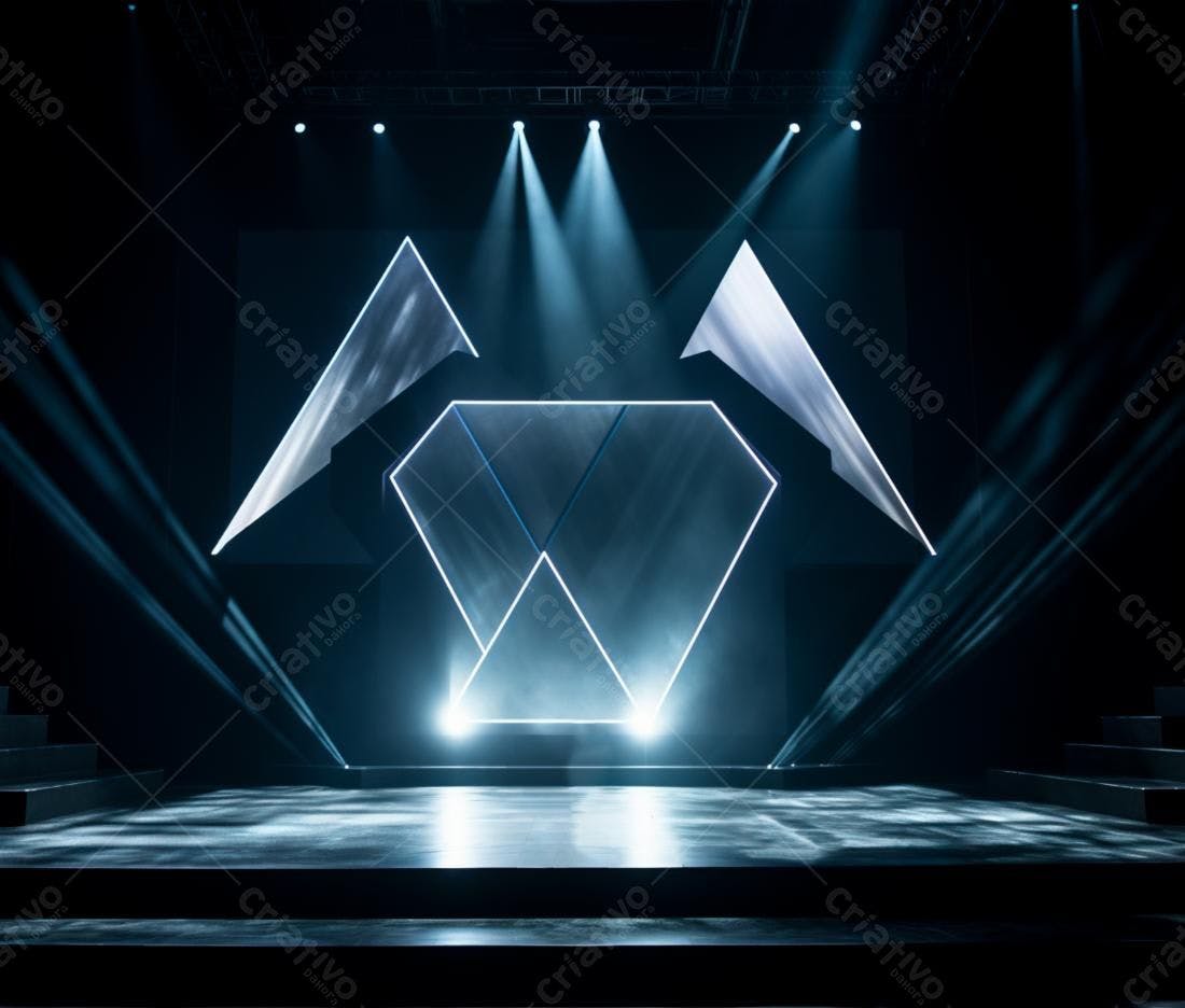 Palco iluminado com design geométrico moderno