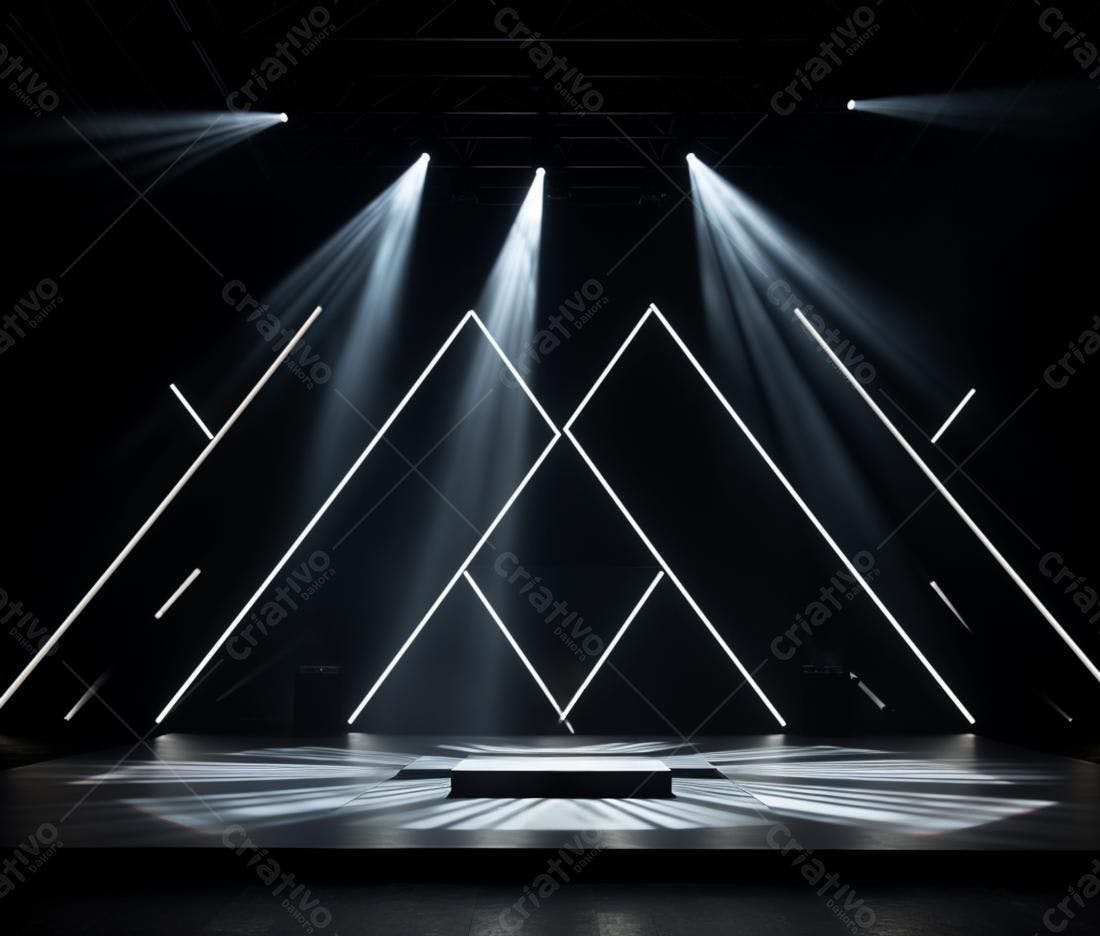 Palco iluminado com design geométrico