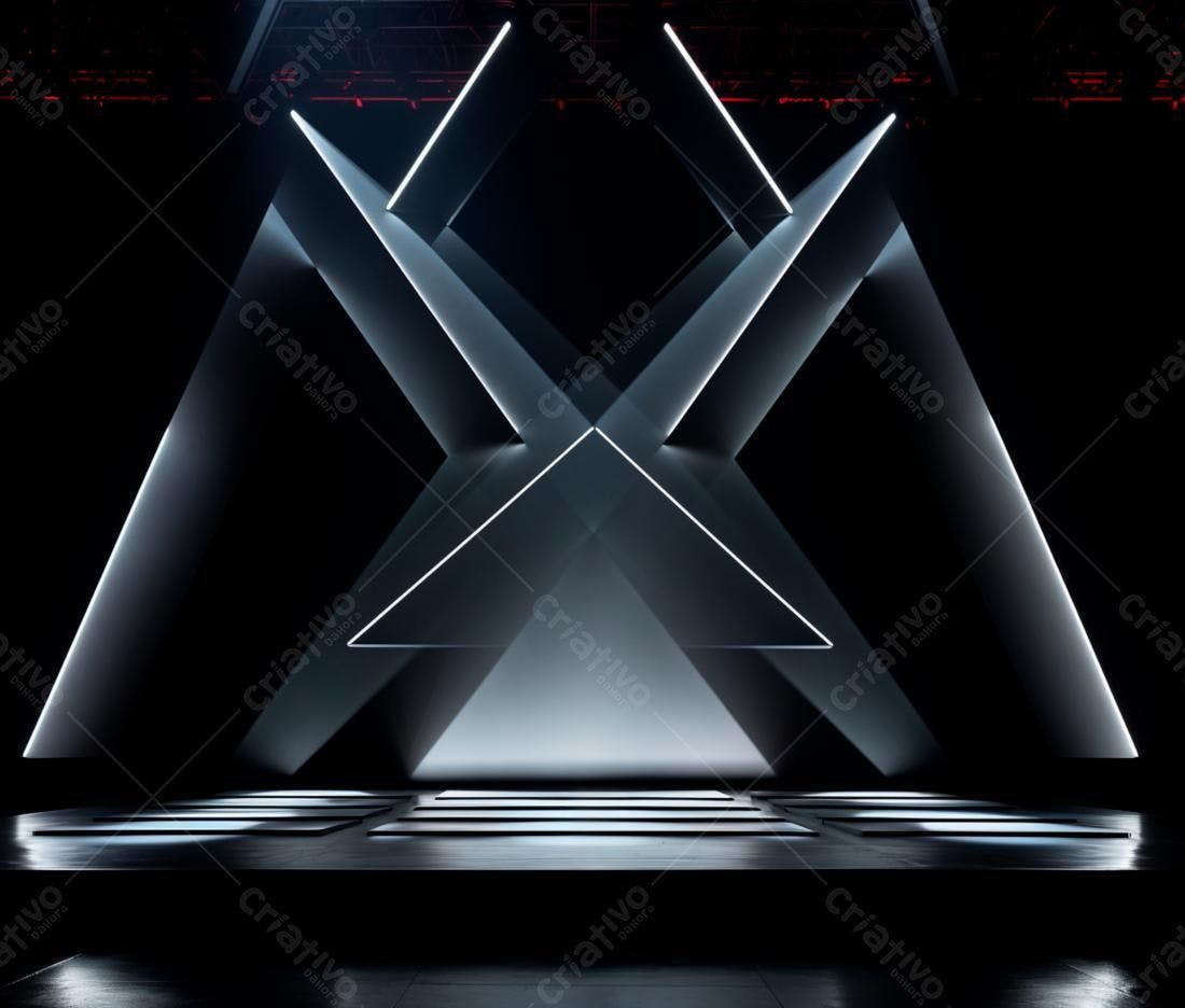 Palco futurista com iluminação de neon