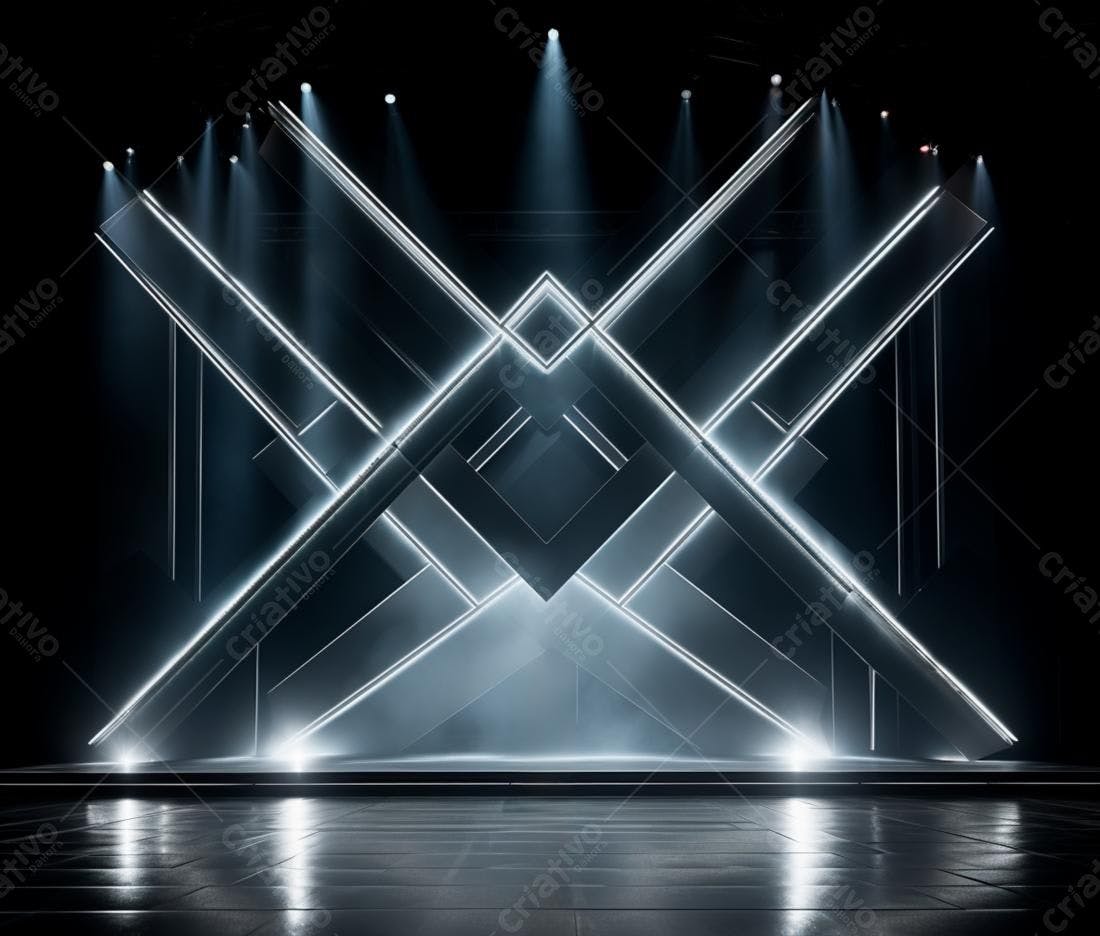 Palco futurista com iluminação neon