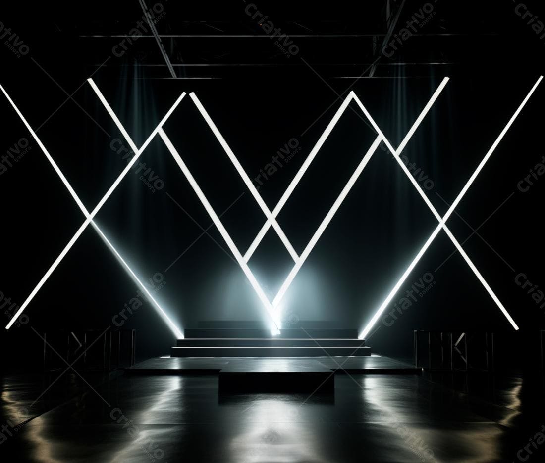 Palco iluminado com luzes geométricas