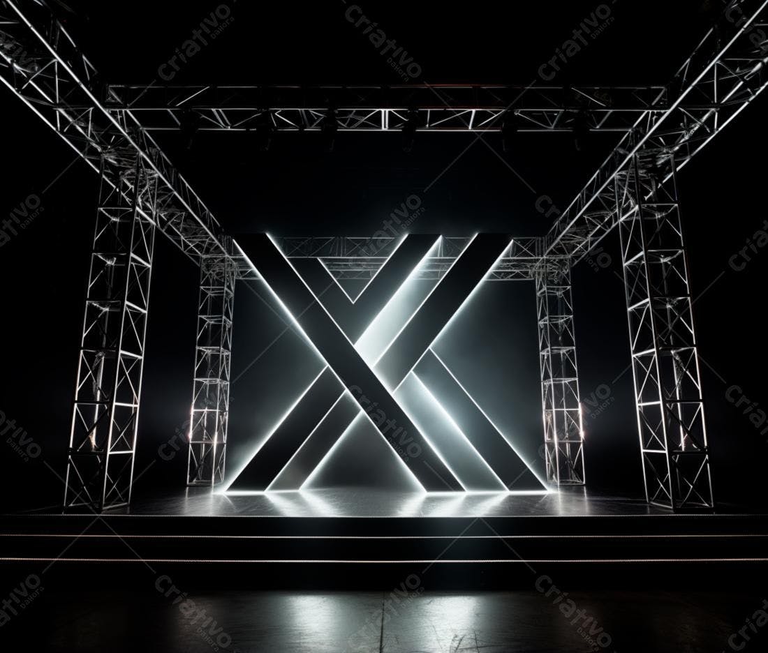 Palco com iluminação em X fundo escuro