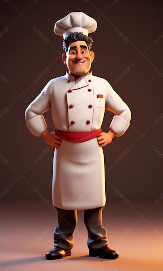 Personagem de desenho animado de chef de cozinha cozinheiro 3d
