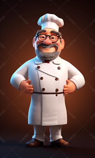 Personagem de desenho animado de chef de cozinha cozinheiro 3d disney