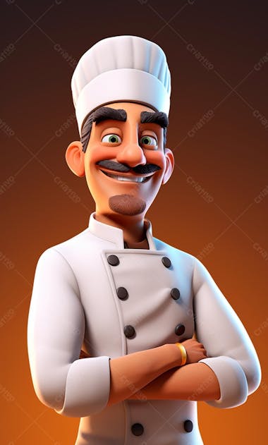 Personagem de desenho animado de chef de cozinha cozinheiro 3d