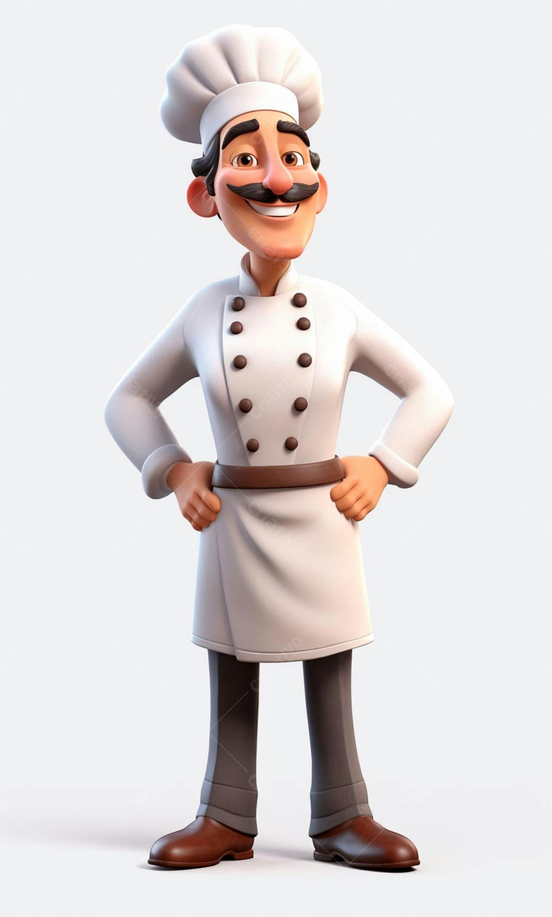 Chef de cozinha animado estilo cartoon