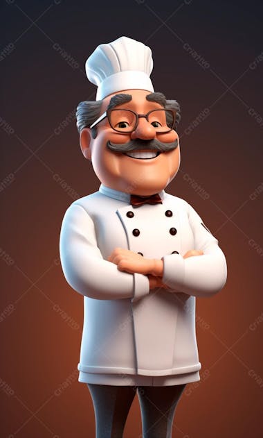 Personagem de desenho animado de chef de cozinha cozinheiro 3d