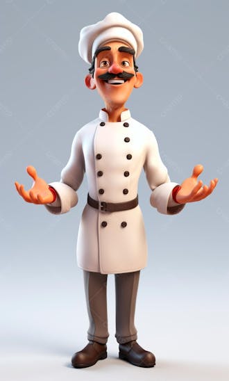 Personagem de desenho animado de chef de cozinha cozinheiro 3d