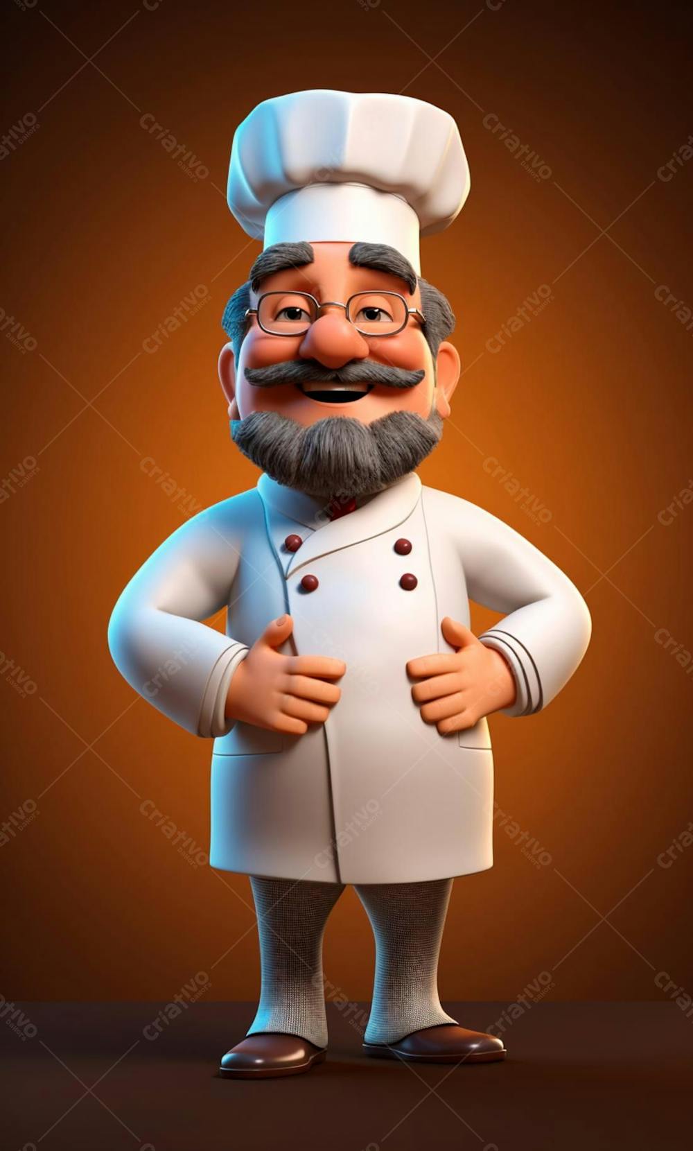 Personagem De Desenho Animado De Chef De Cozinha cozinheiro 3D