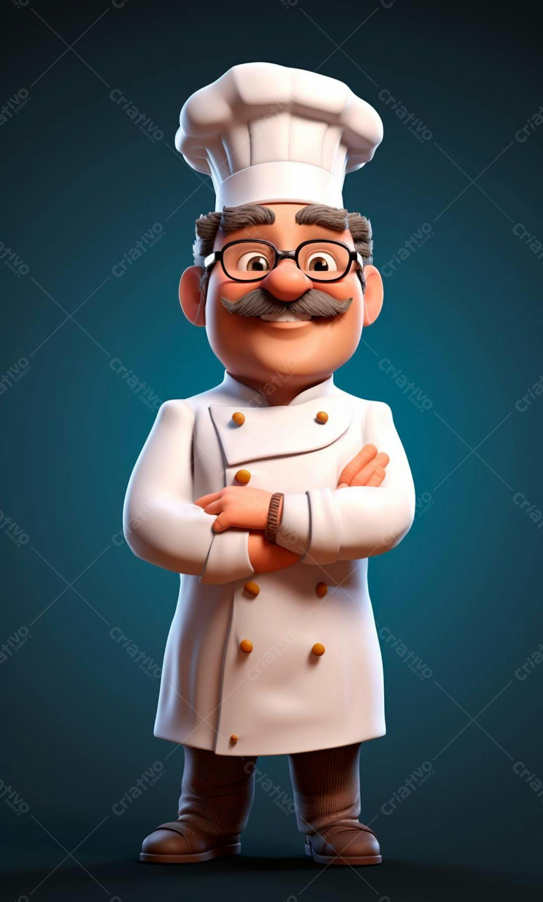 Chef de desenho animado com uniforme branco