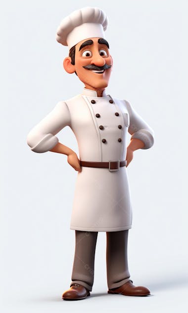 Personagem de desenho animado de chef de cozinha cozinheiro 3d