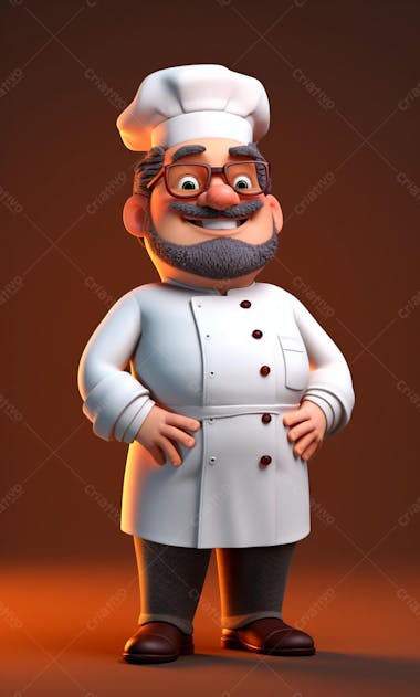 Personagem de desenho animado de chef de cozinha cozinheiro 3d