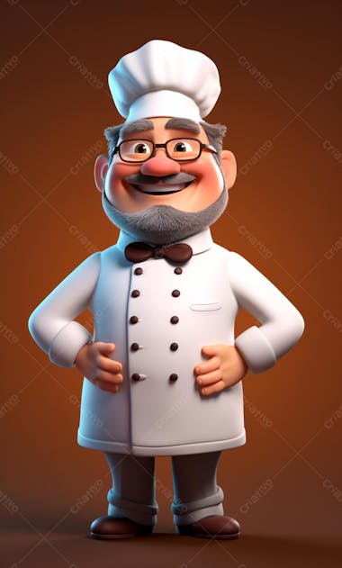 Personagem de desenho animado de chef de cozinha cozinheiro 3d