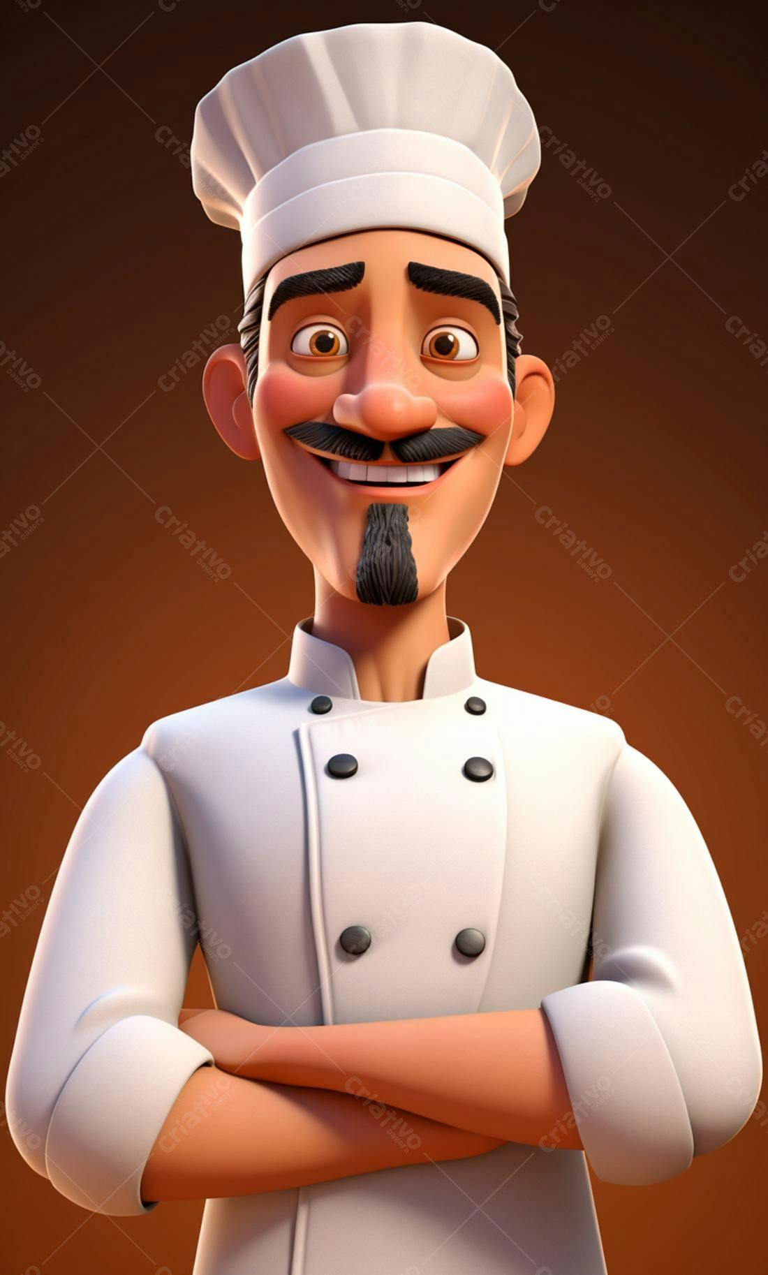 Chef de cozinha animado braços cruzados