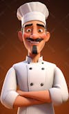 Personagem de desenho animado de chef de cozinha cozinheiro 3d