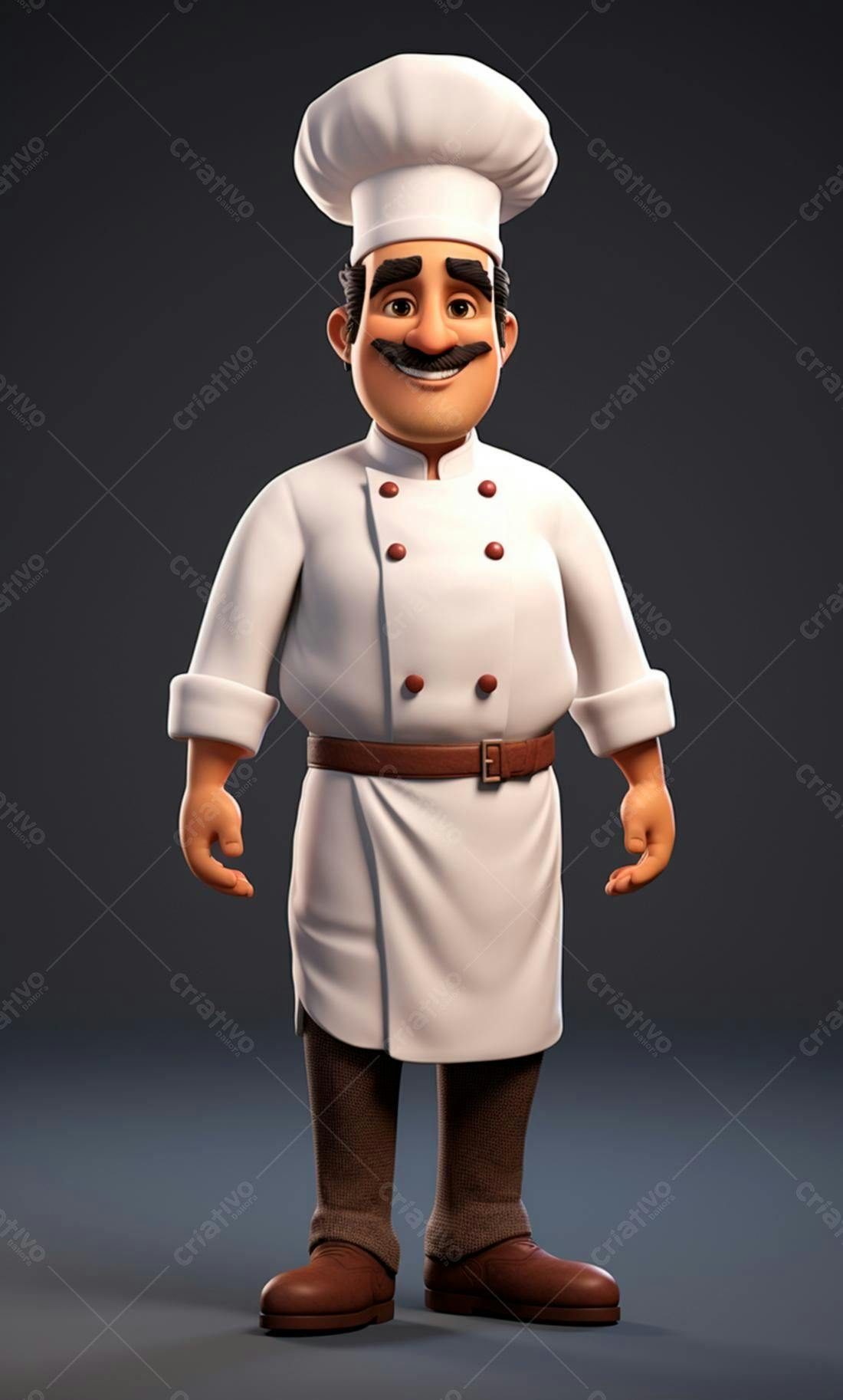 Chef de cozinha animado em uniforme branco