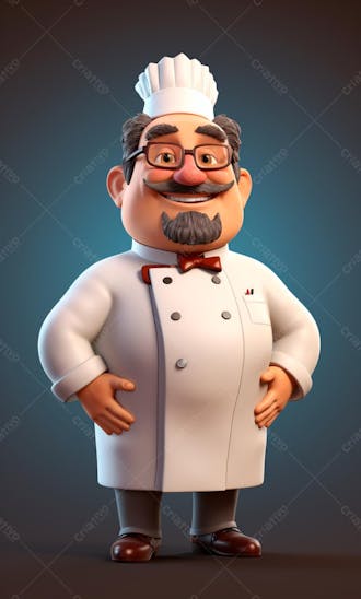 Personagem de desenho animado de chef de cozinha cozinheiro disney 3d