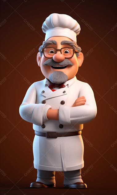 Personagem de desenho animado de chef de cozinha cozinheiro disney 3d