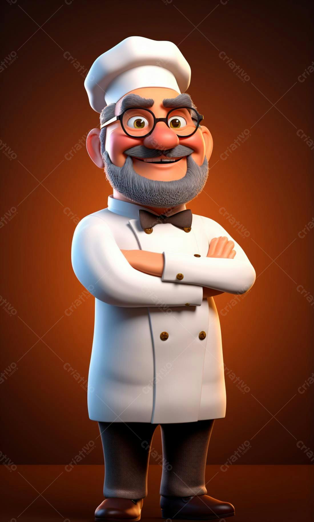 Chef de cozinha animado braços cruzados