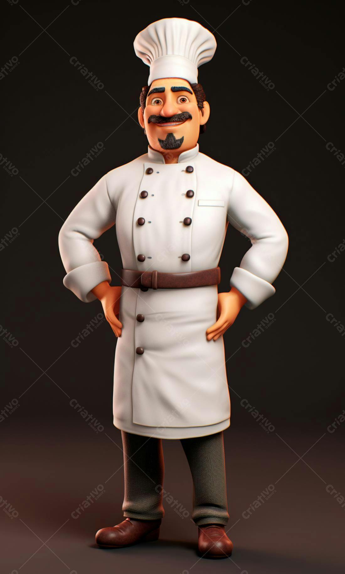 Chef de cozinha animado em fundo escuro