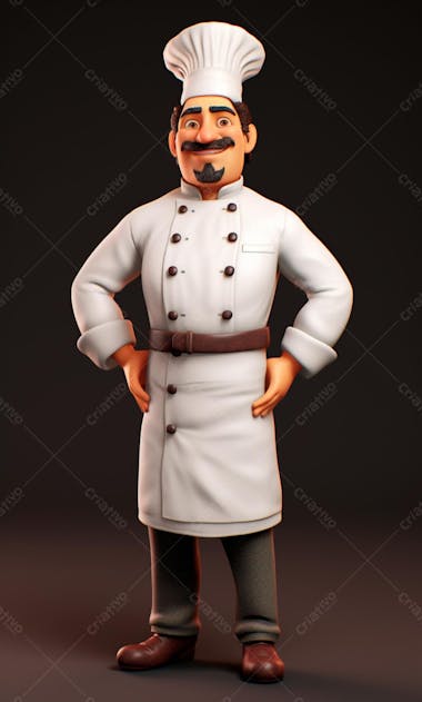 Personagem de desenho animado de chef de cozinha 3d