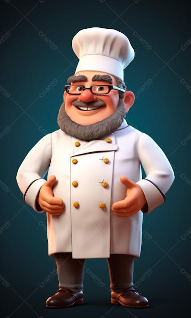 Personagem de desenho animado de chef de cozinha 3d