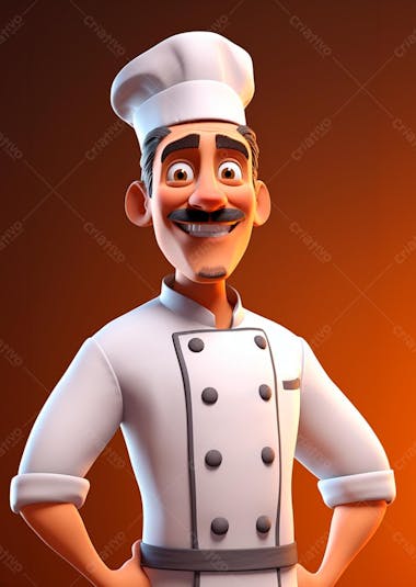 Personagem de desenho animado de chef de cozinha 3d